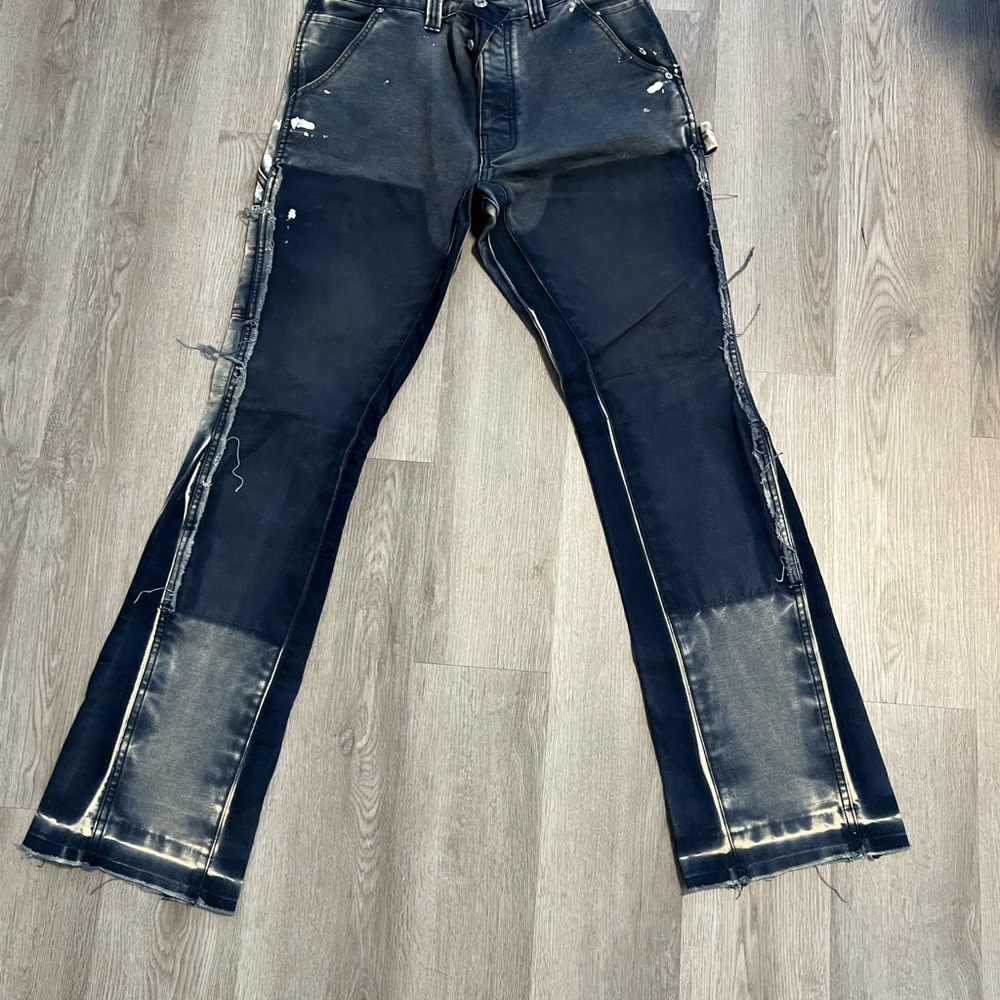 Gallery Dept Black Bootcut Jeans with Patchwork Design and Contrast Stitching